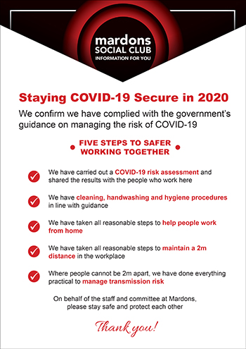 Covid-19 Notification warning signs at Mardons